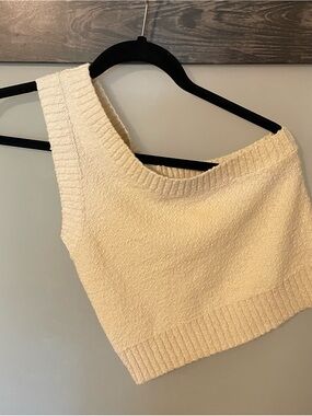 Madewell cream knit one shoulder tank